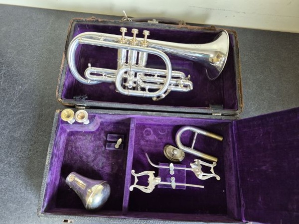Vintage Cornet, Silver Cornet, Used Cornet, Kaempffe Cornet, Allentown Cornet