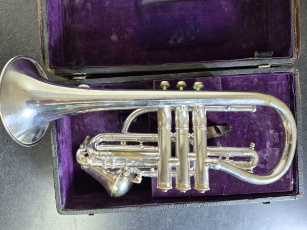 Vintage Cornet, Silver Cornet, Used Cornet, Kaempffe Cornet, Allentown Cornet