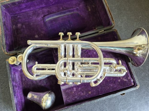 Vintage Cornet, Silver Cornet, Used Cornet, Kaempffe Cornet, Allentown Cornet
